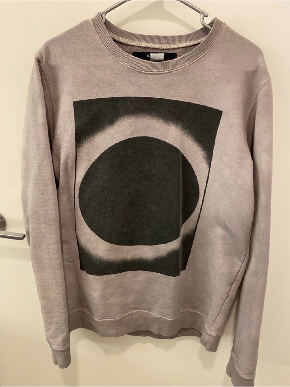 Ksubi Eclipse Men's Taupe Crewneck Sweatshirt with Black solar Moon graphic